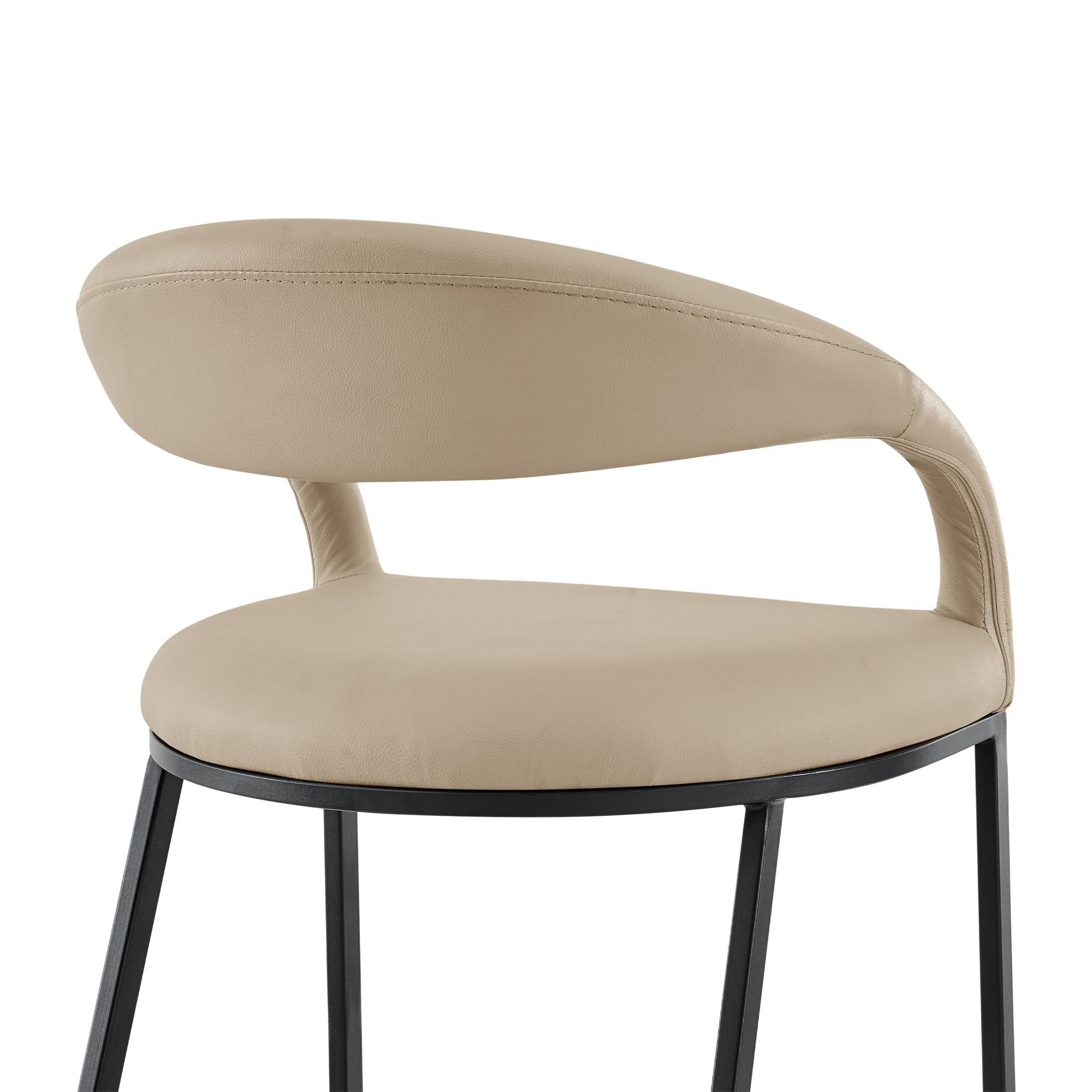 Image 7 Ramona 30 in. Bar Stool with Matte Black Iron and Beige Faux Leather more views