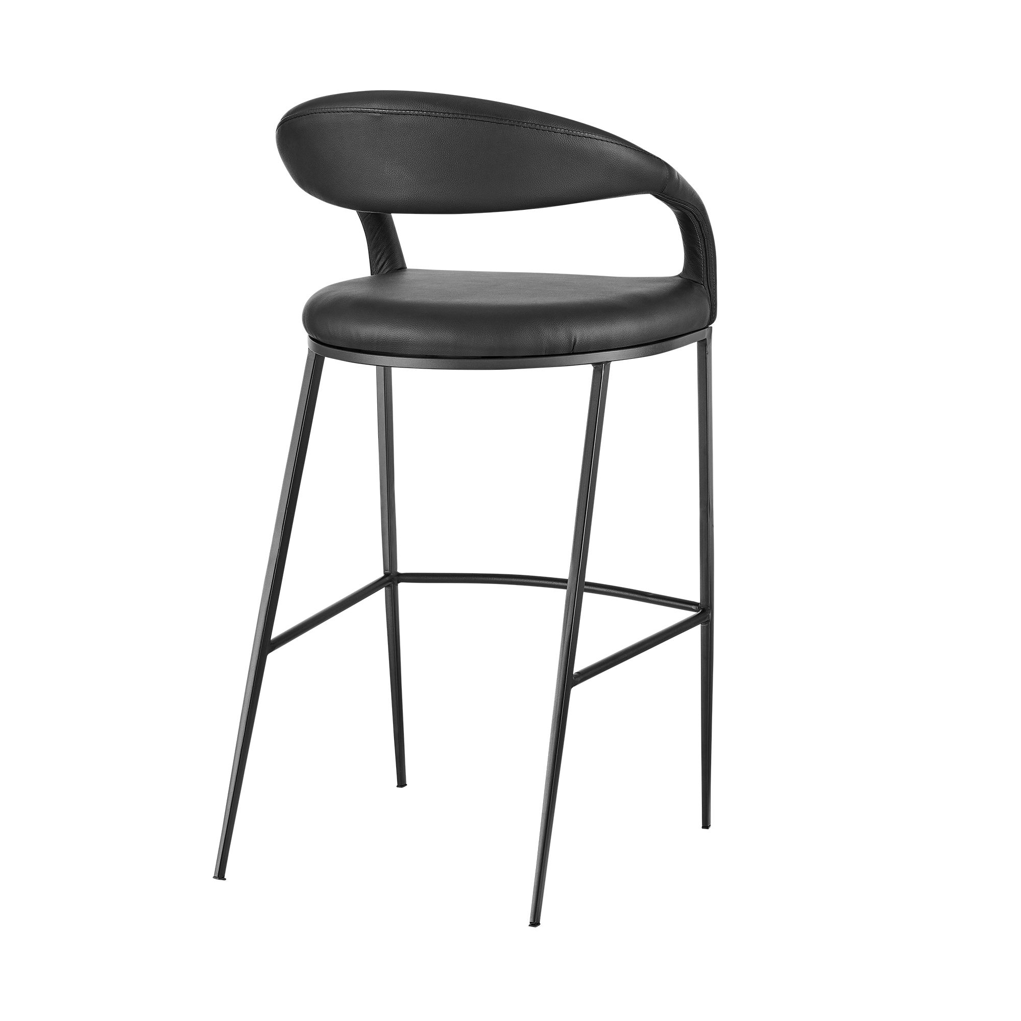 Image 5 Ramona 30 in. Bar Stool with Matte Black Iron and Black Faux Leather more views