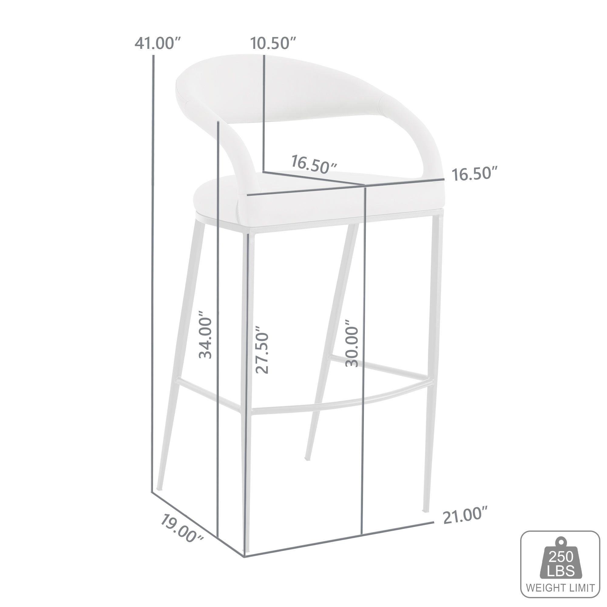 Ramona 30 in. Bar Stool with Matte Black Iron and Black Faux Leather