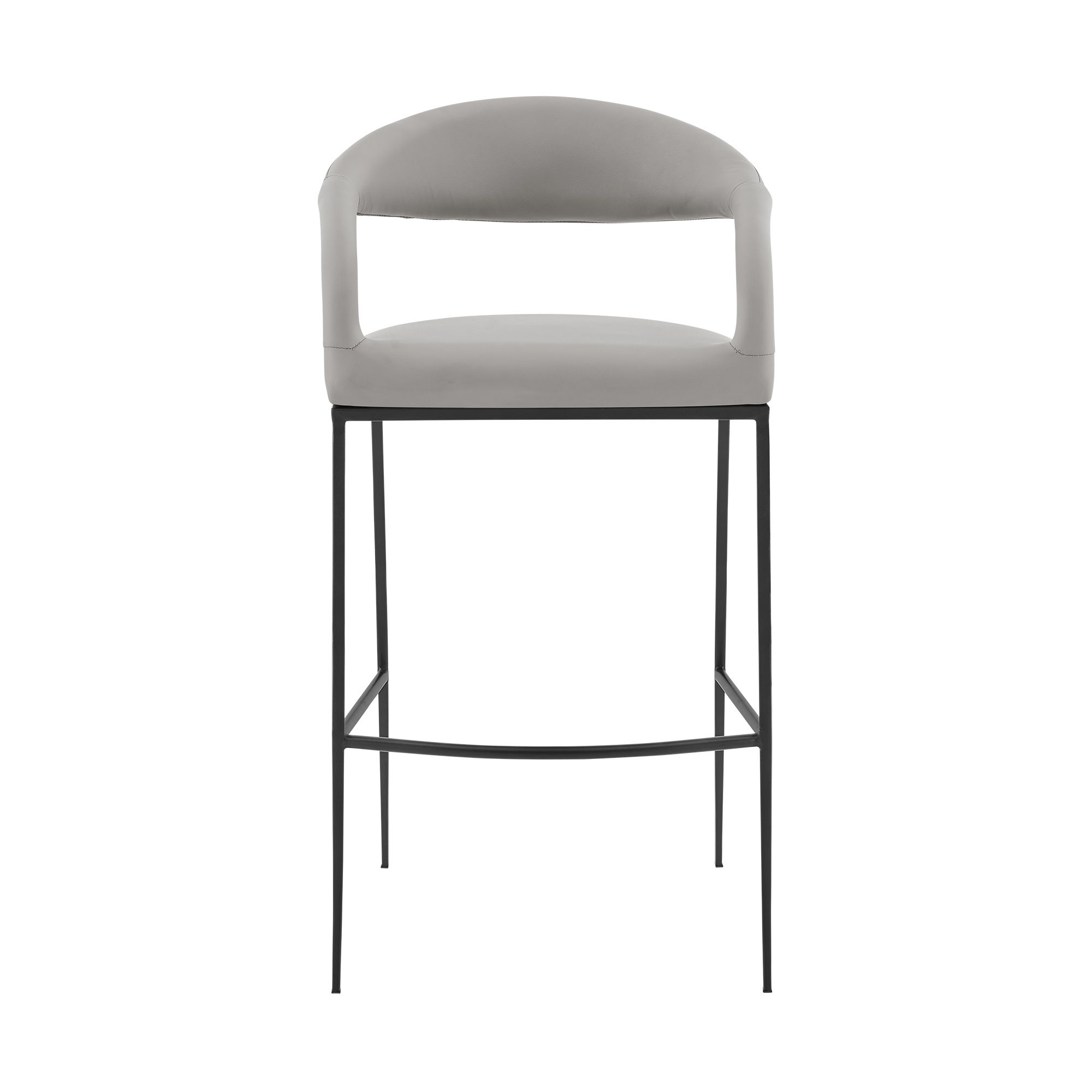 Image 4 Ramona 30 in. Bar Stool with Matte Black Iron and Light Gray Leather more views