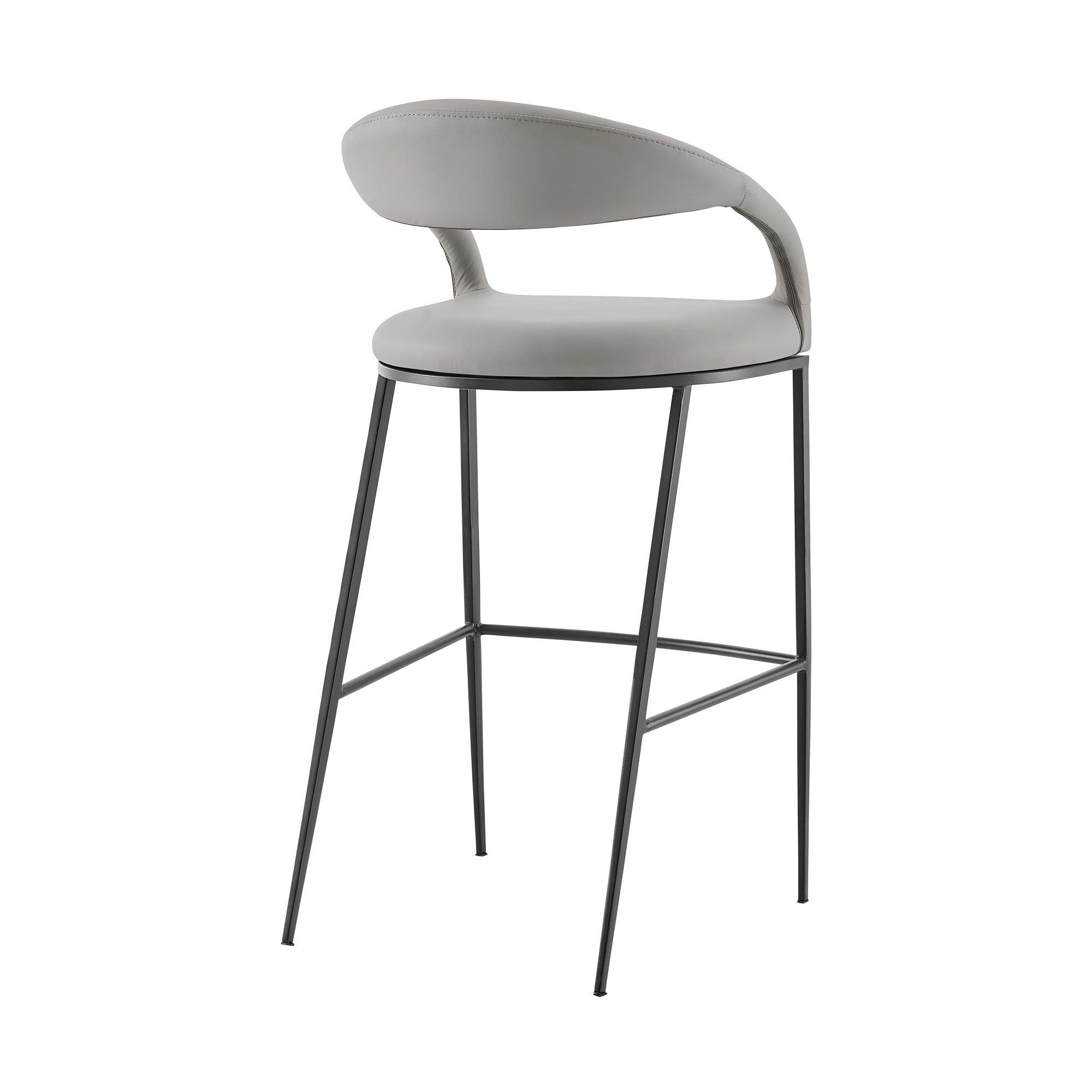 Image 5 Ramona 30 in. Bar Stool with Matte Black Iron and Light Gray Leather more views