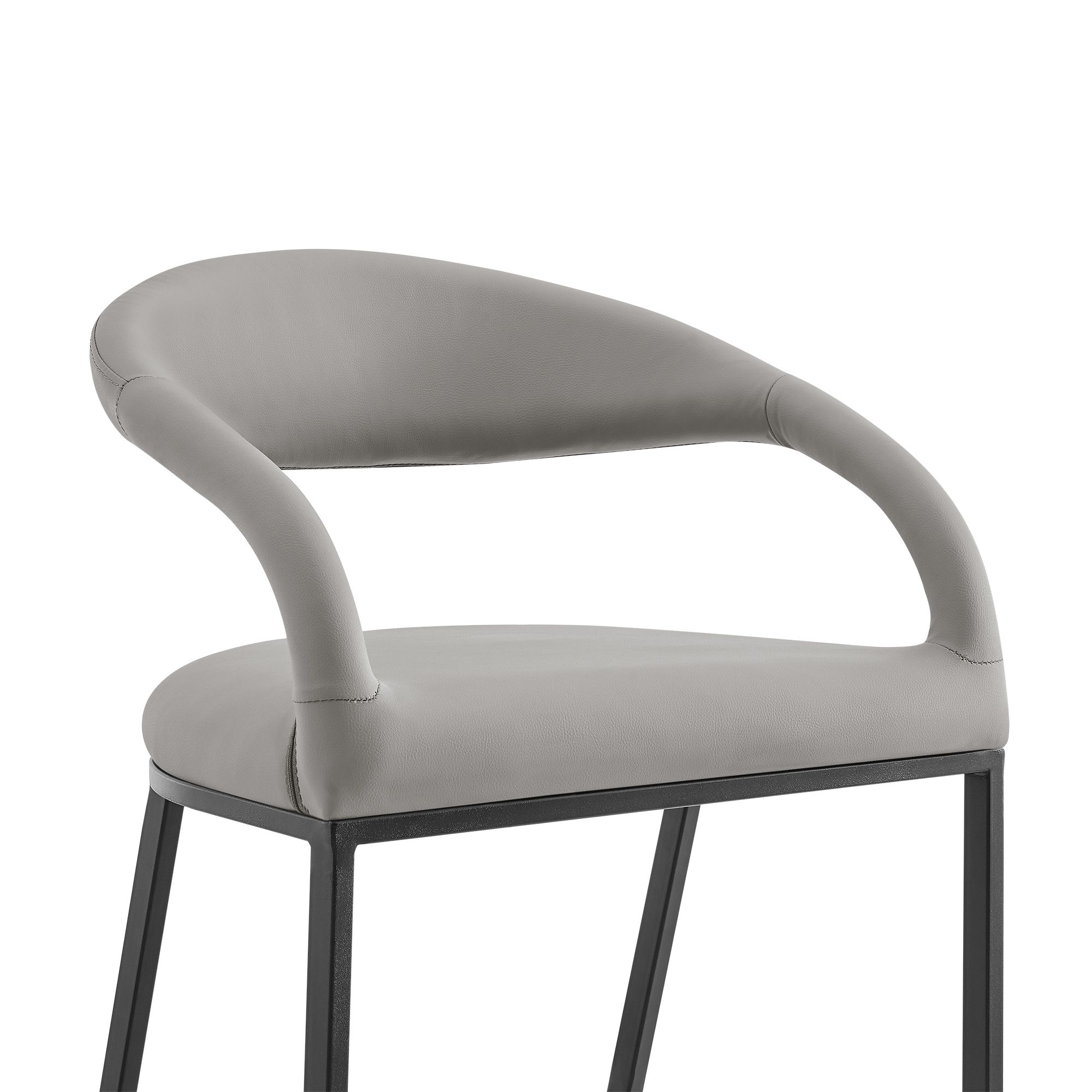Image 6 Ramona 30 in. Bar Stool with Matte Black Iron and Light Gray Leather more views
