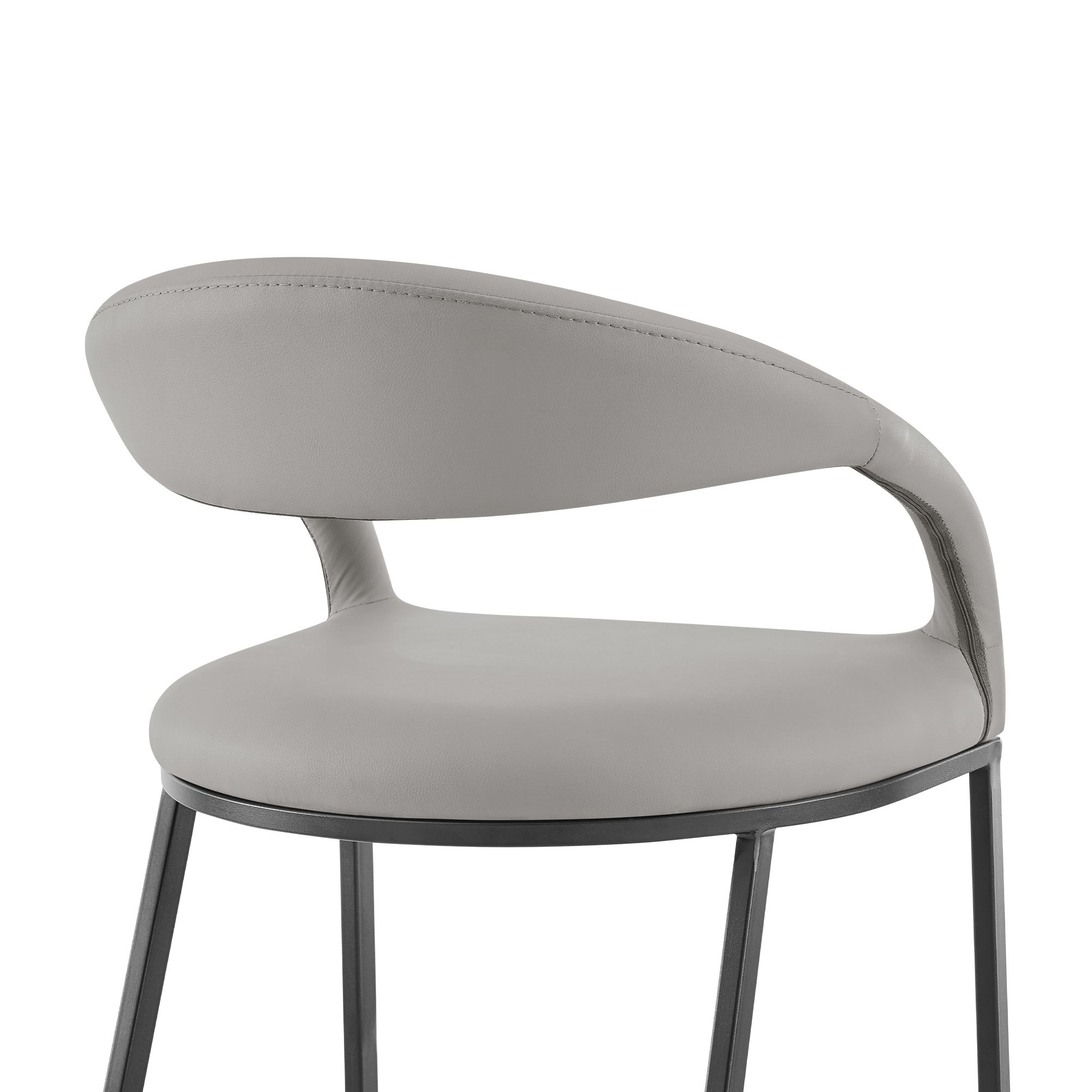 Image 7 Ramona 30 in. Bar Stool with Matte Black Iron and Light Gray Leather more views