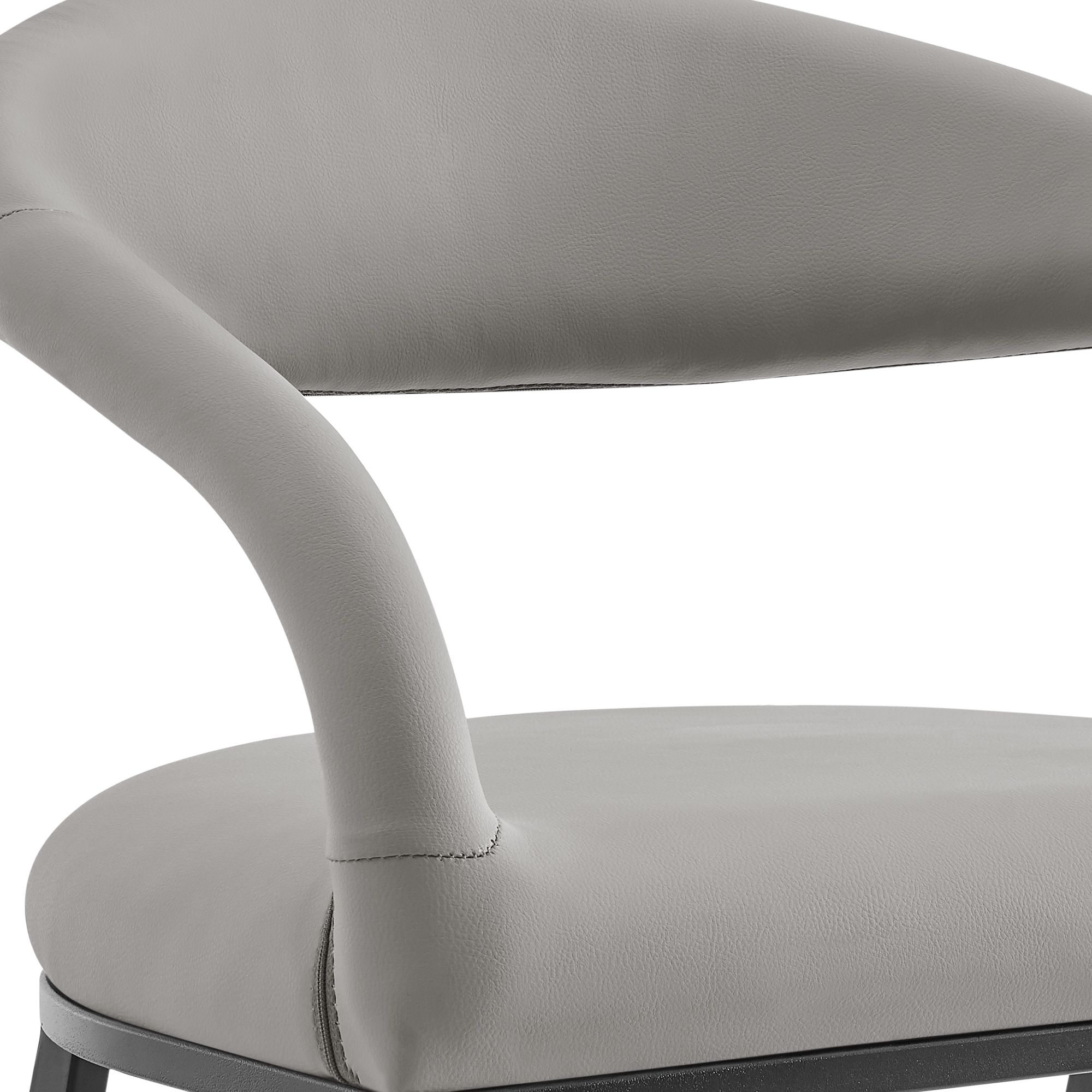 Ramona 30 in. Bar Stool with Matte Black Iron and Light Gray Leather