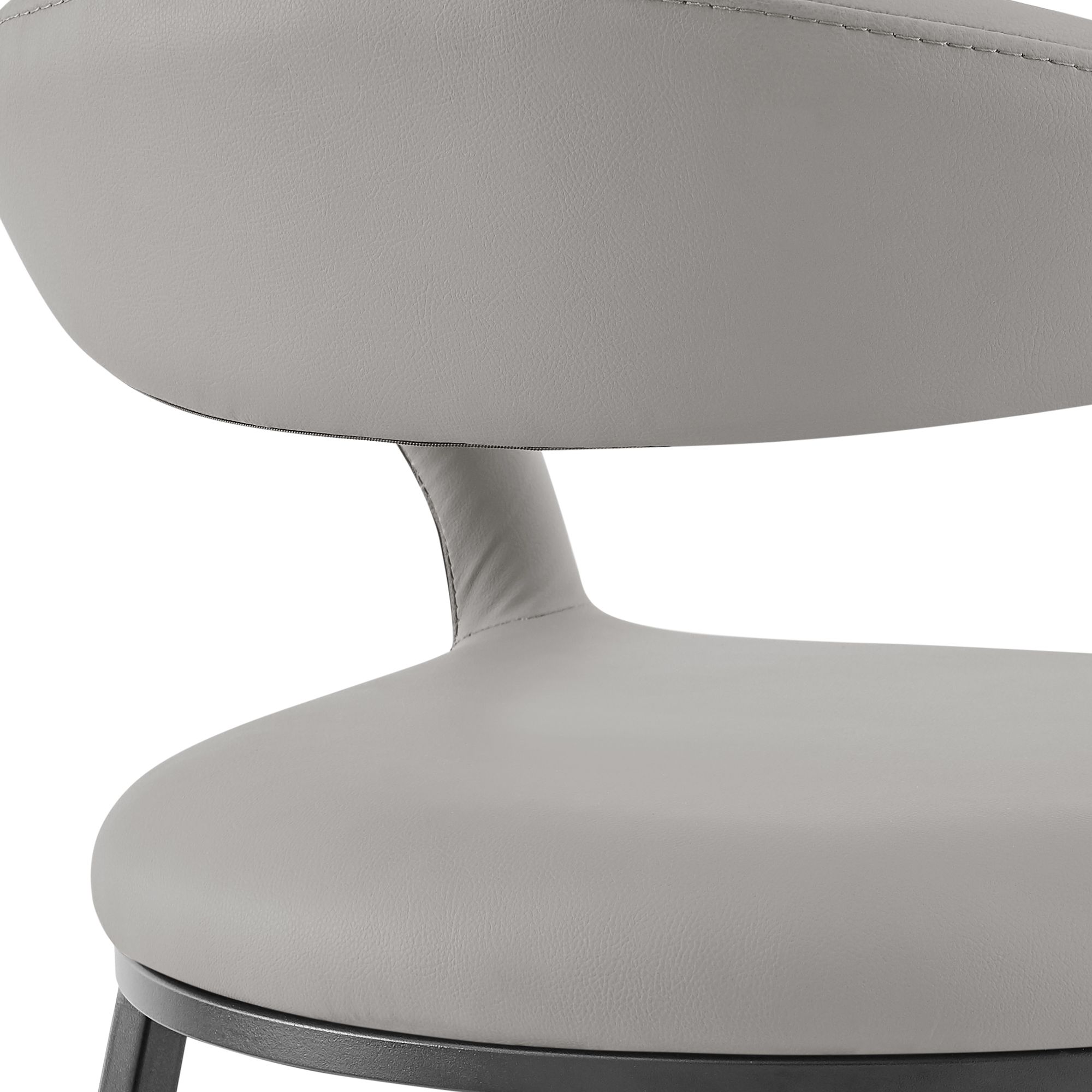 Ramona 30 in. Bar Stool with Matte Black Iron and Light Gray Leather