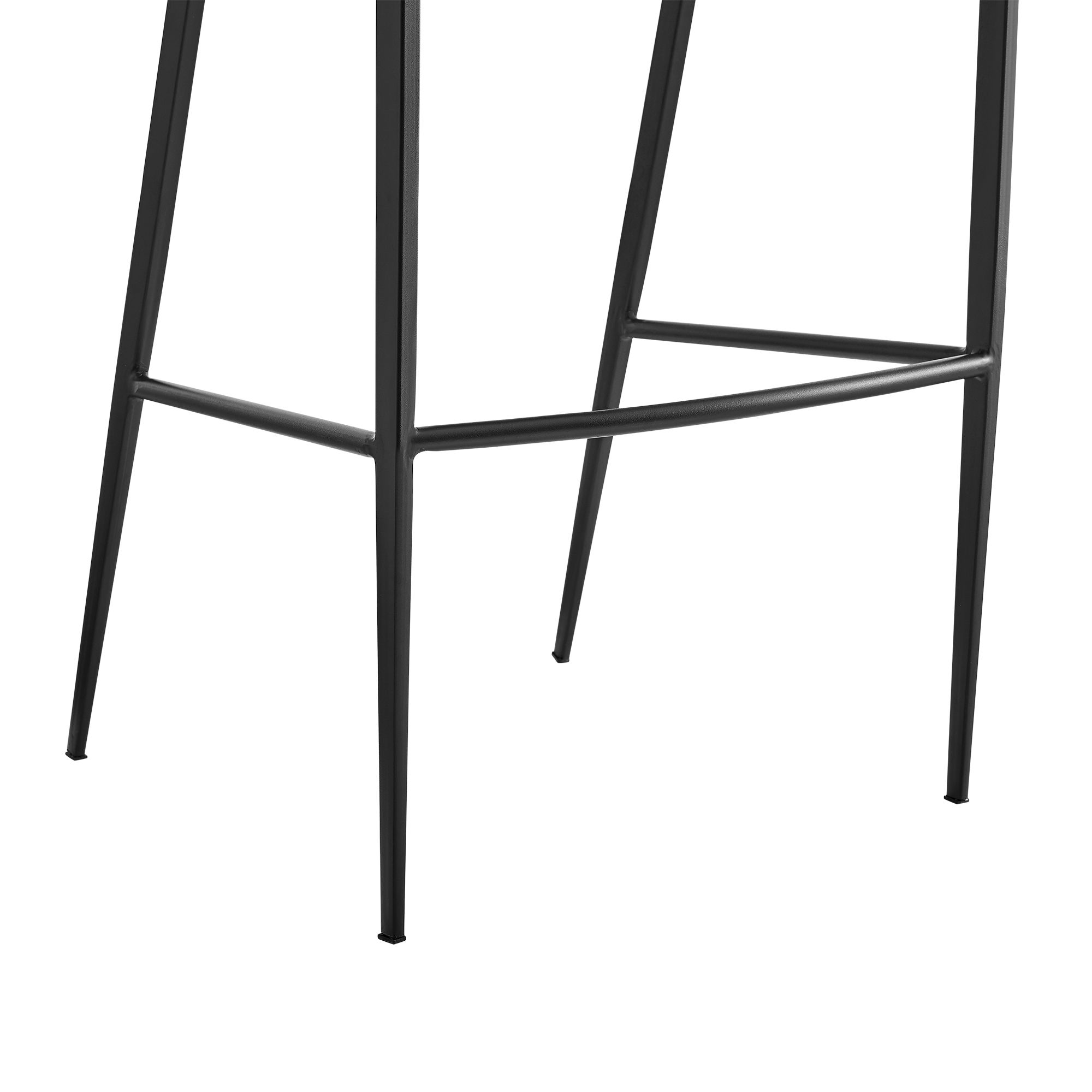 Ramona 30 in. Bar Stool with Matte Black Iron and Light Gray Leather