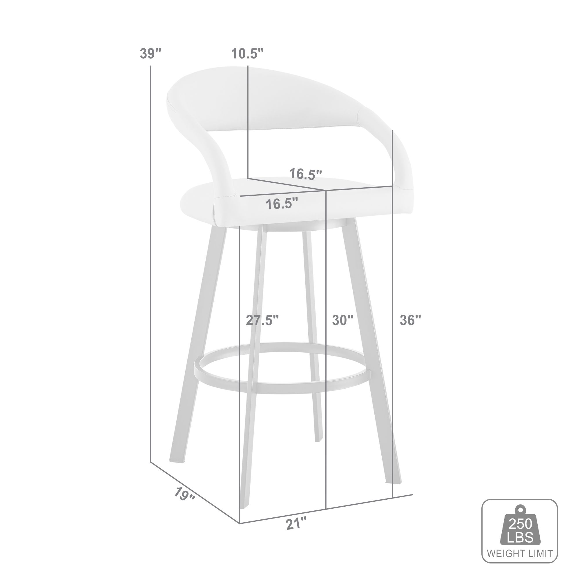 Ramona 30 in. Swivel Bar Stool with Matte Black Iron and Beige Faux Leather