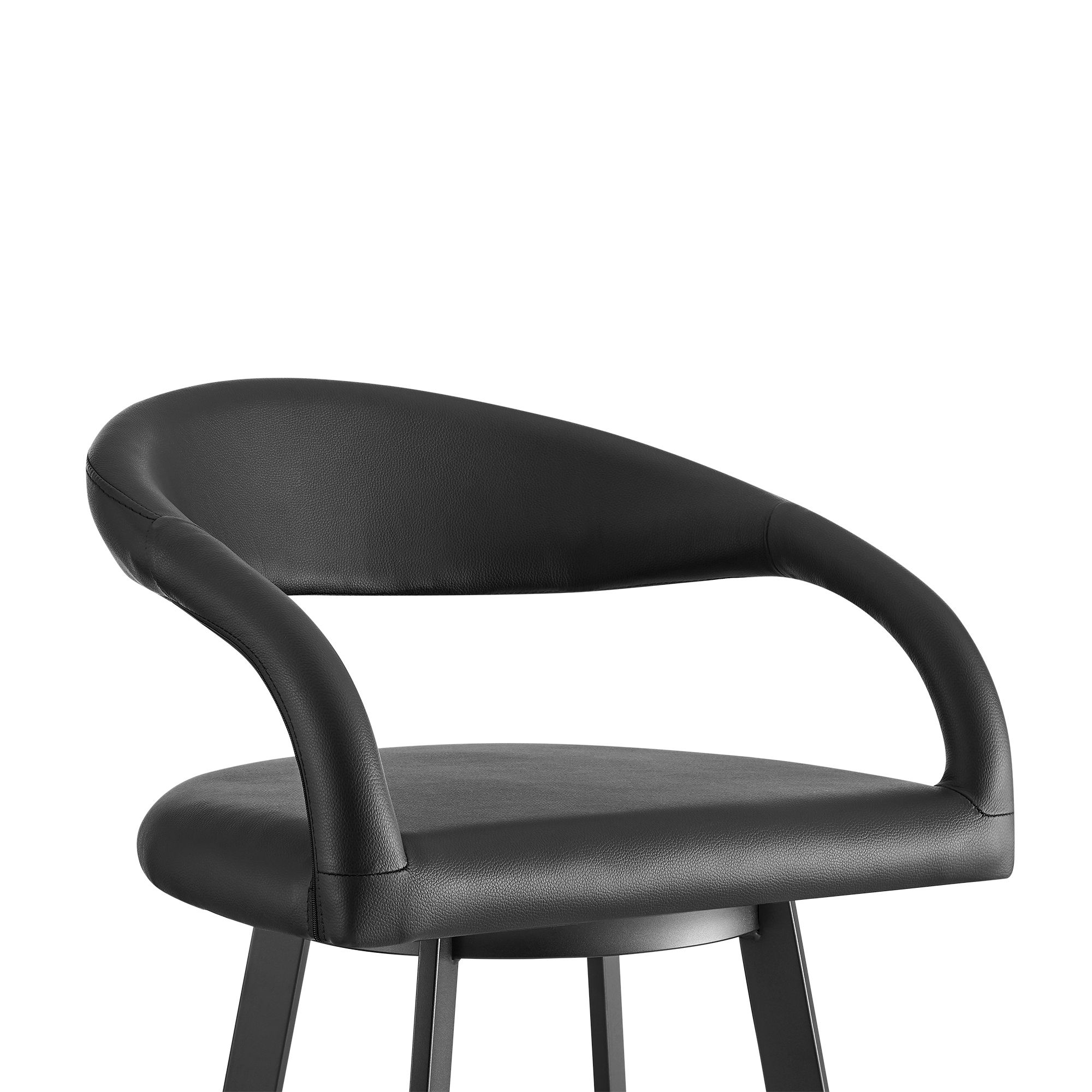 Image 6 Ramona 30 in. Swivel Bar Stool with Matte Black Iron and Black Faux Leather more views
