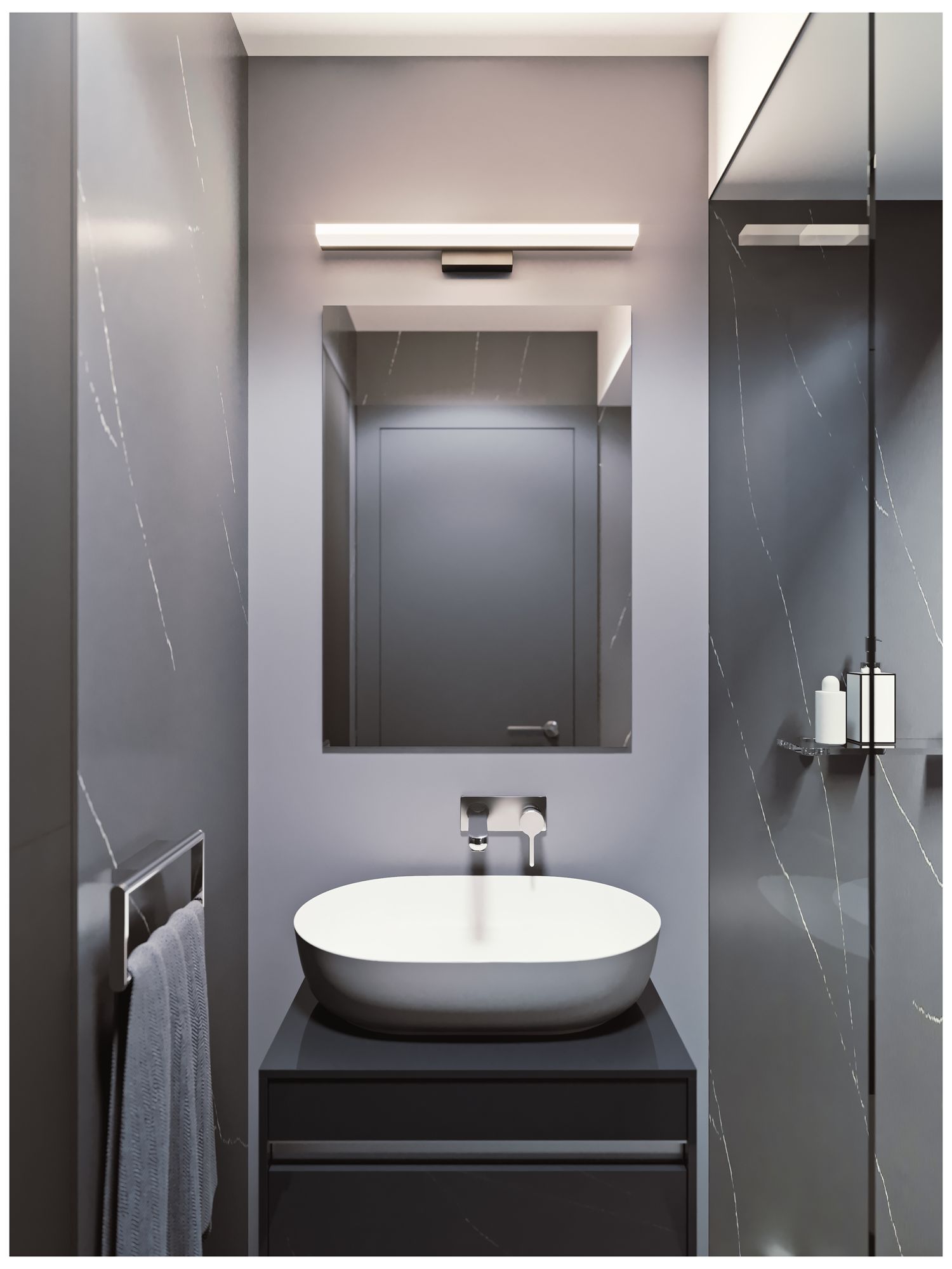 Ramona 36" Wide Satin Nickel LED Vanity Bath Light in scene