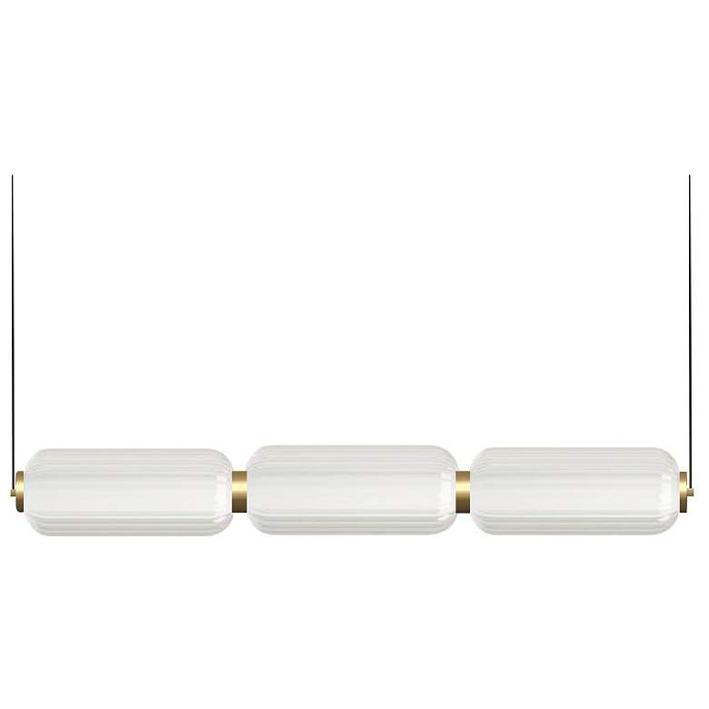 Image 1 Ramona 38"W Aged Brass 30W LED Horizontal Pendant w/ Fluted Glass Shad