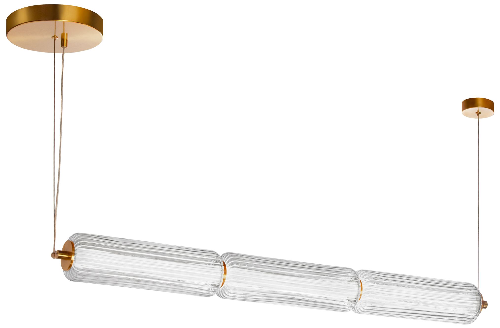 Image 2 Ramona 38"W Aged Brass 30W LED Horizontal Pendant w/ Fluted Glass Shad more views