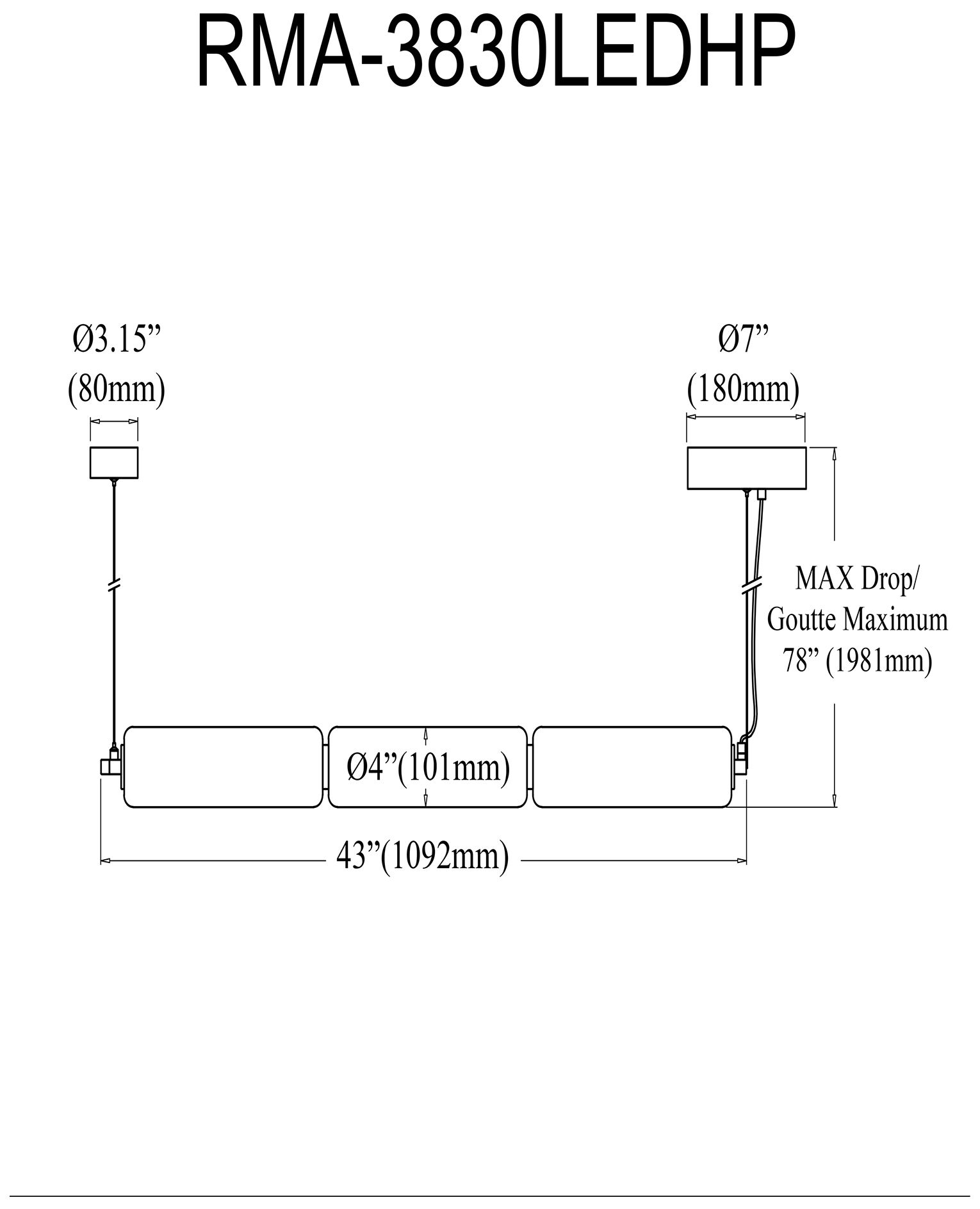 Image 4 Ramona 38"W Aged Brass 30W LED Horizontal Pendant w/ Fluted Glass Shad more views