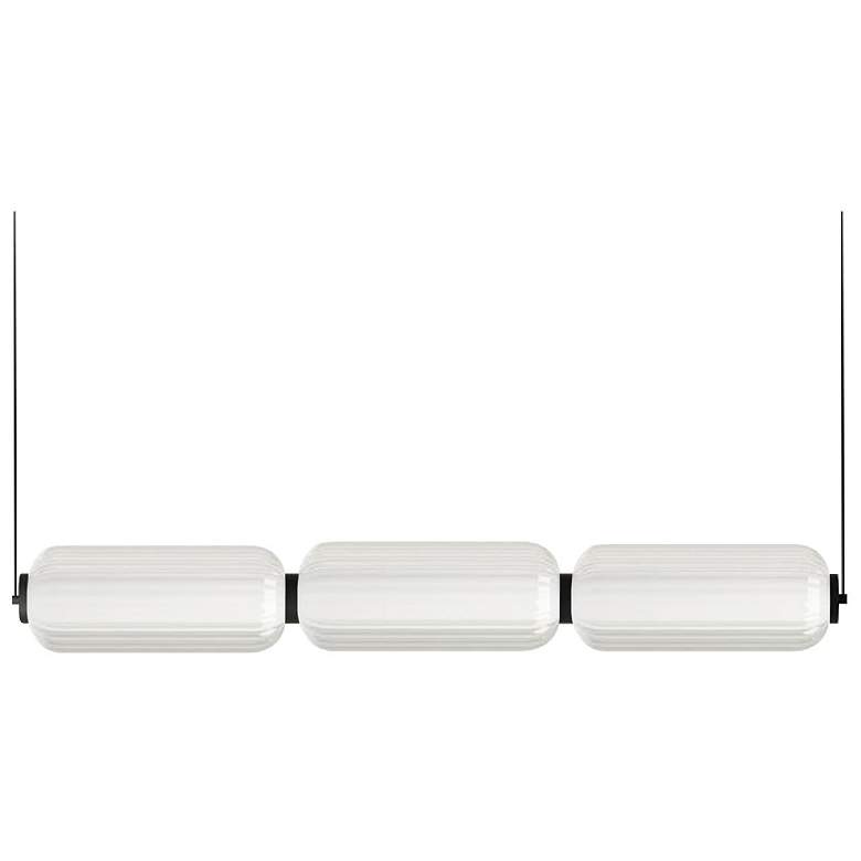 Image 1 Ramona 38"W Matte Black 30W LED Horizontal Pendant w/ Fluted Glass Sha