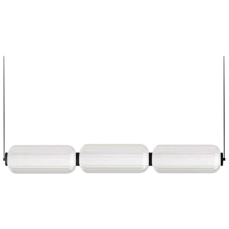 Image 1 Ramona 38 inchW Matte Black 30W LED Horizontal Pendant w/ Fluted Glass Sha