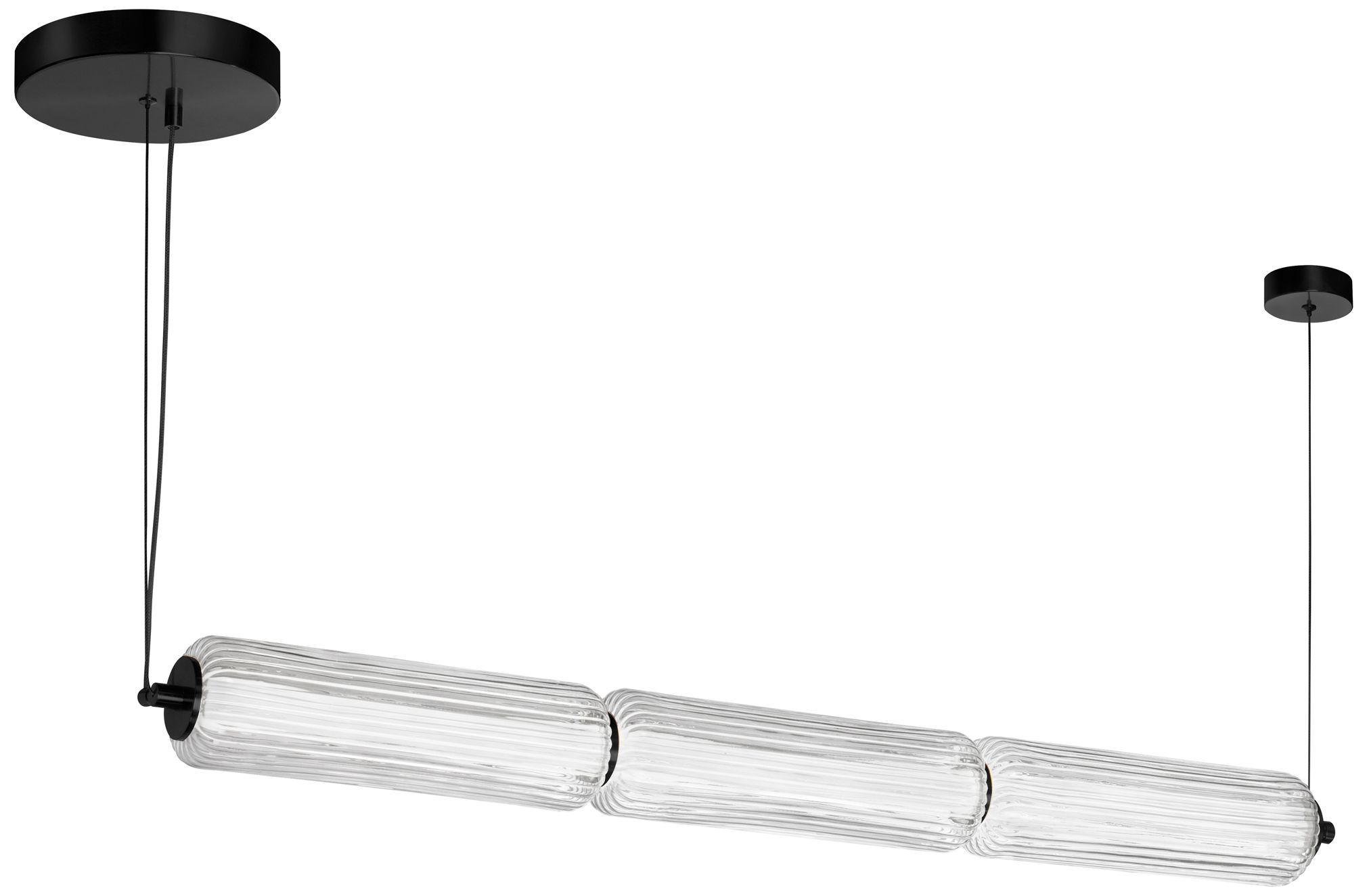 Image 2 Ramona 38"W Matte Black 30W LED Horizontal Pendant w/ Fluted Glass Sha more views