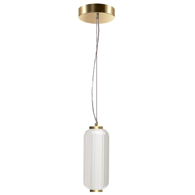 Image 1 Ramona 4.75 inch Wide Aged Brass 10W LED Pendant With Clear Fluted Glass S