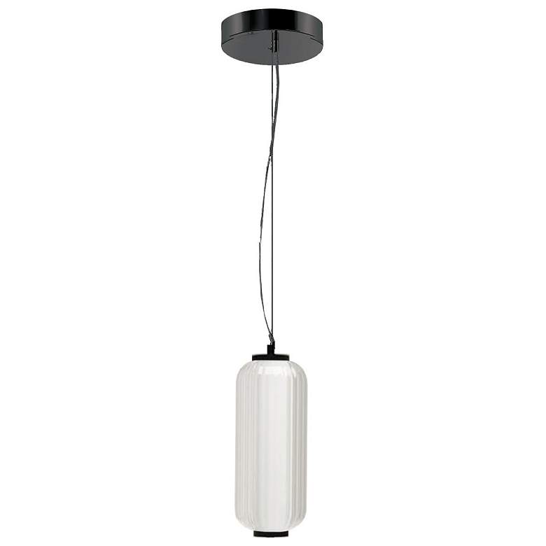 Image 1 Ramona 4.75" Wide Matte Black 10W LED Pendant With Clear Fluted Glass