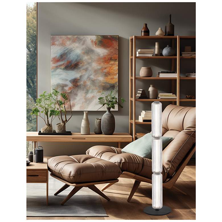 Image 2 Ramona 43" High Matte Black Finish Floor Lamp w/ Clear Shade more views