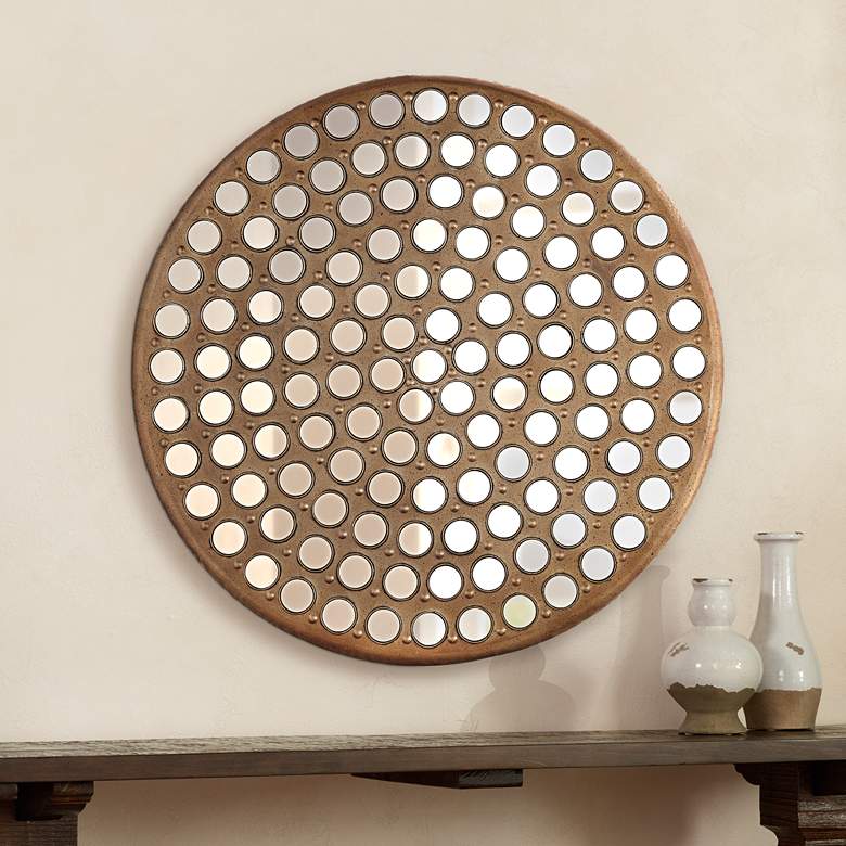 Image 1 Ramses 35 inch Round Wall Art with Circle Mirrors
