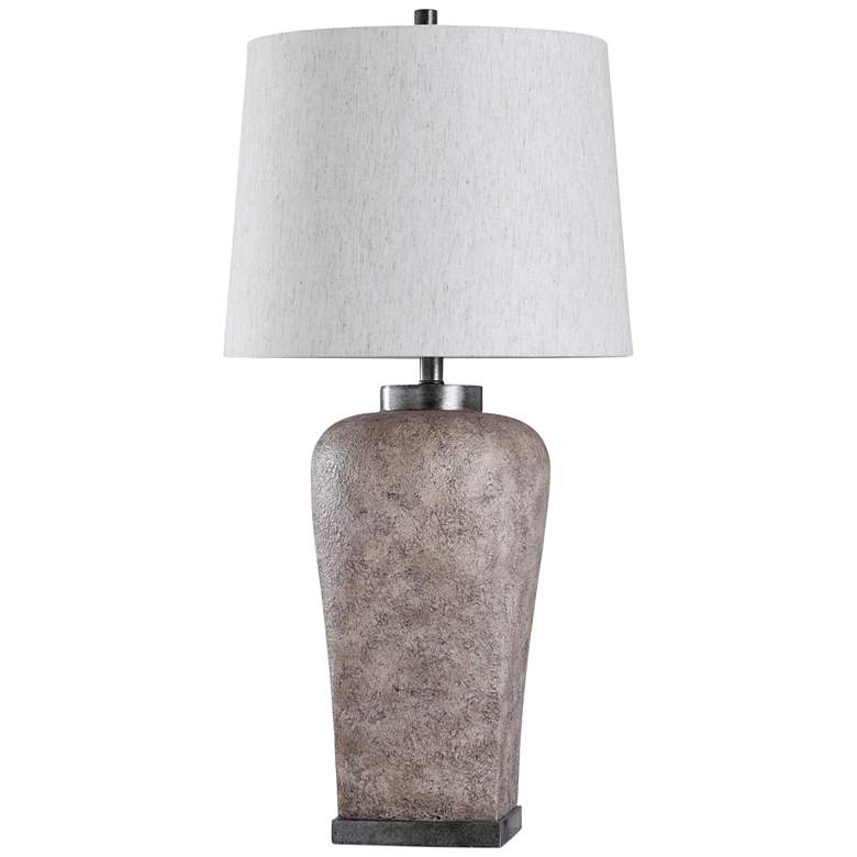 Image 1 Ramsey Faux Stone Vase Table Lamp with Oatmeal Shade
