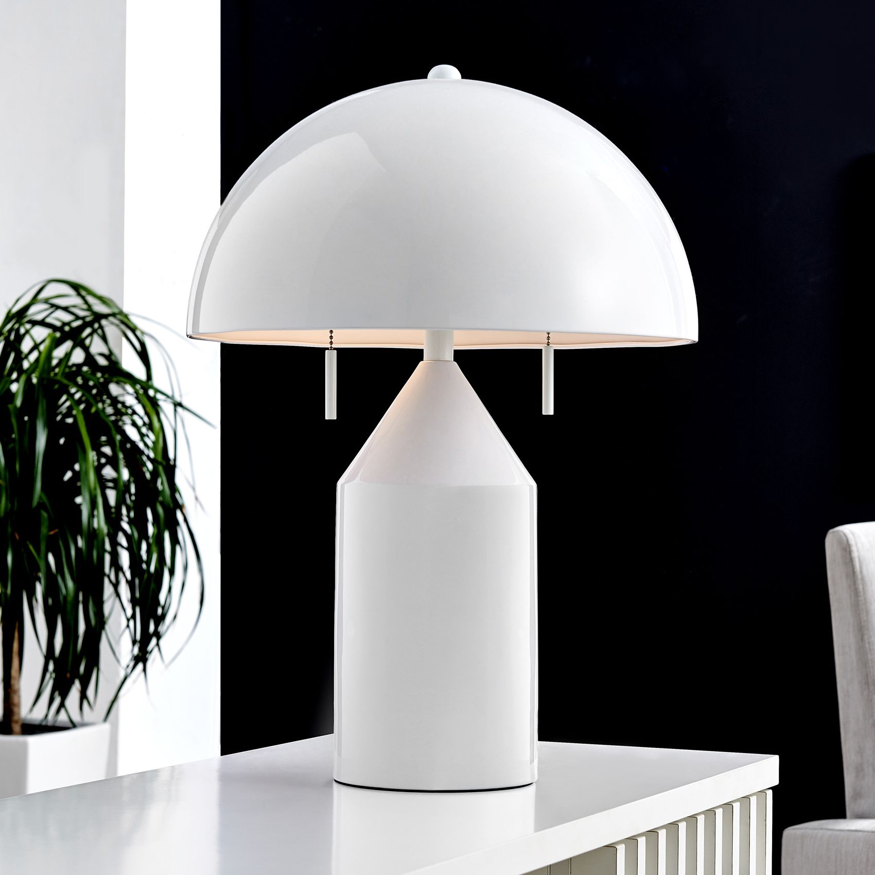 Ranae High Gloss White Metal Accent Table Lamp 341P2 Lamps Plus