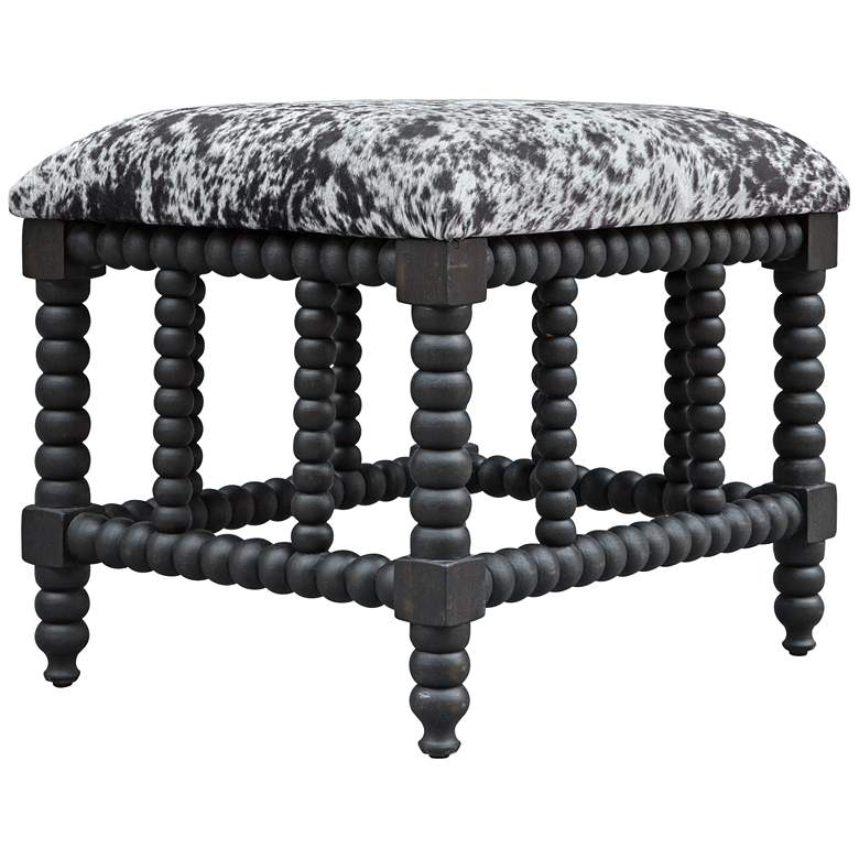Image 2 Rancho 22 1/2" Wide Gray and White Faux Cow Hide Small Bench