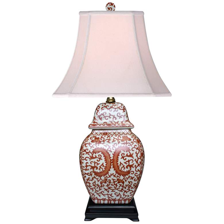 Image 1 Randamar Orange Floral Porcelain Jar Table Lamp