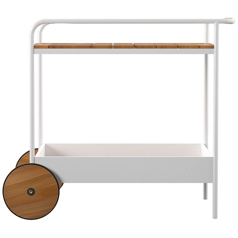 Image 4 Randburg 34 3/4"W White Natural Outdoor Beverage Bar Cart more views