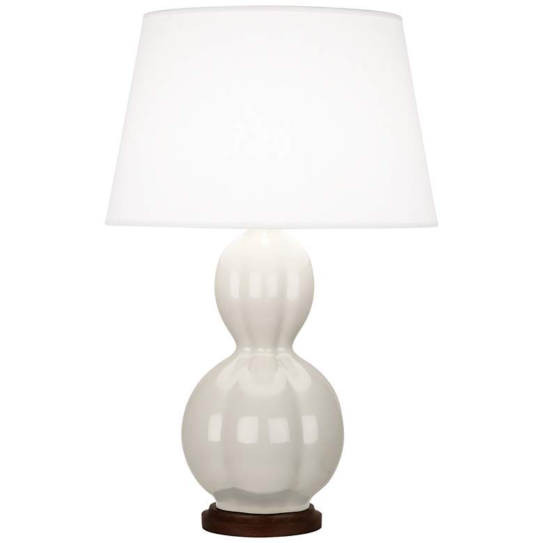 Image 1 Randolph White Ceramic Table Lamp with Walnut Wood