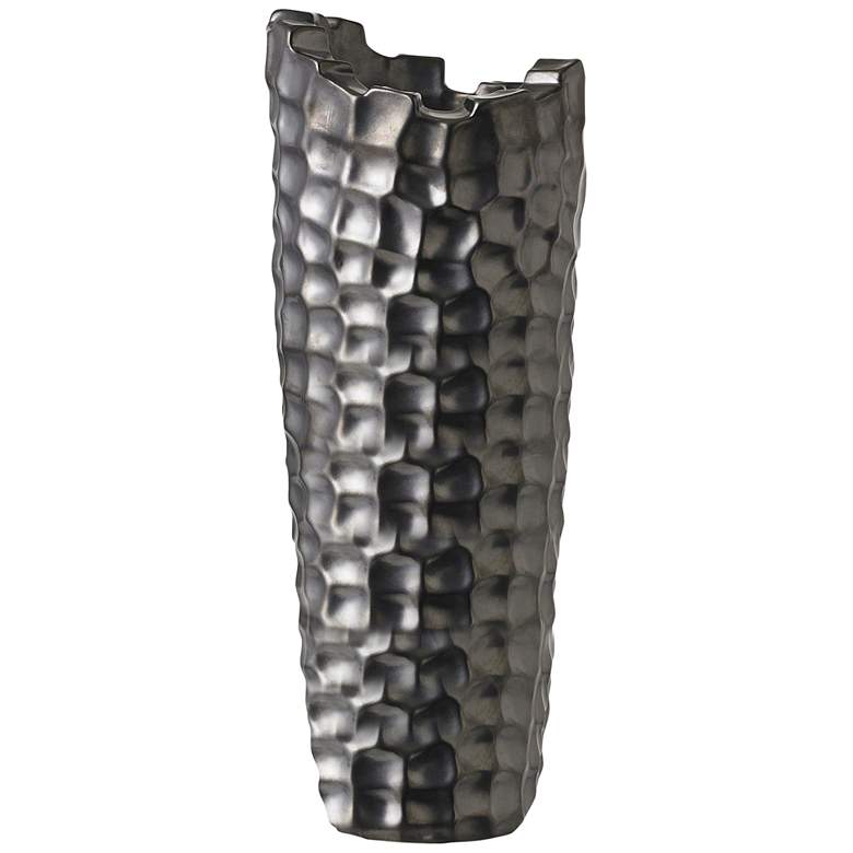 Random Grid 21&quot; High Graphite Ceramic Decorative Vase
