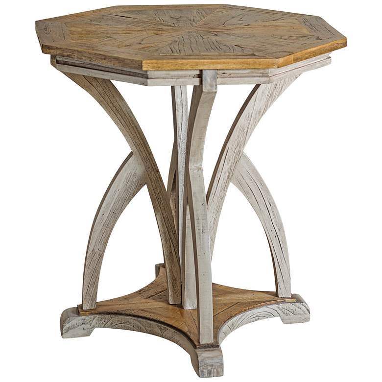 Image 3 Ranen 26 inch Wide Aged White Golden Mango Wood Side Table