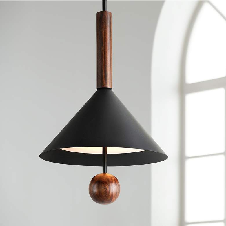 Image 1 Ranger 22" Wide Black and Natural Acacia Wood Pendant Light