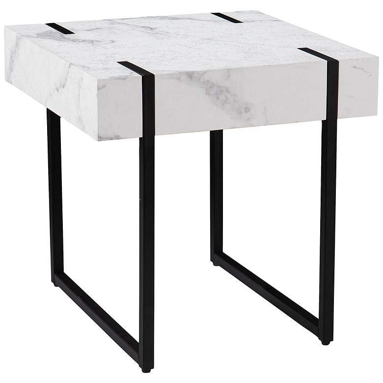 Image 2 Rangley 19 3/4" Wide White Faux Marble End Table