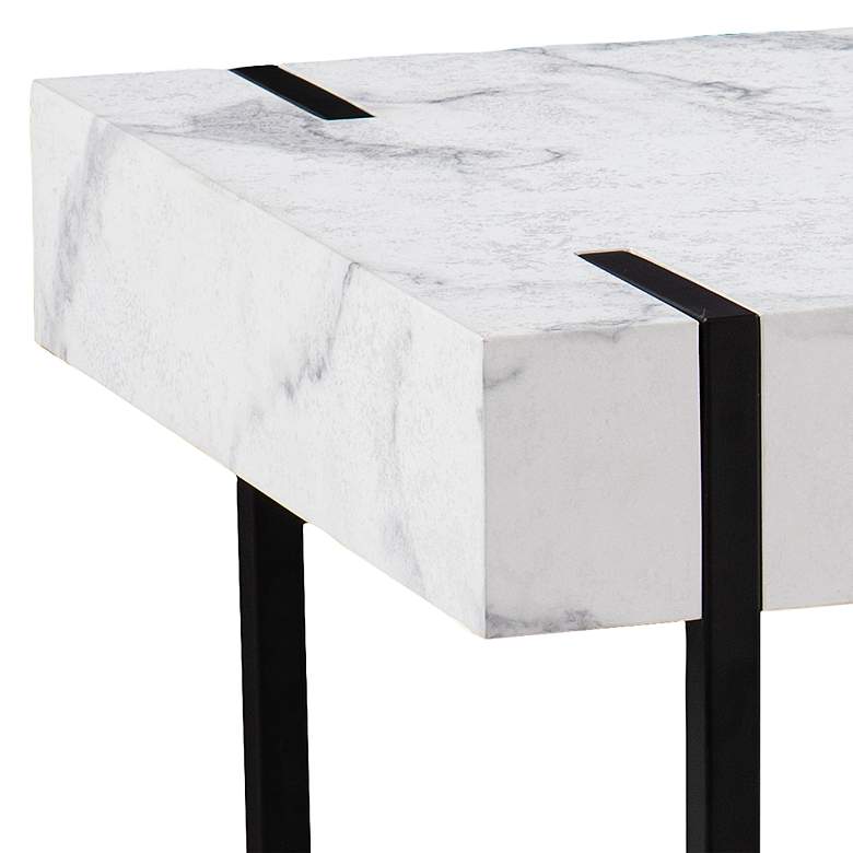 Image 3 Rangley 19 3/4" Wide White Faux Marble End Table more views