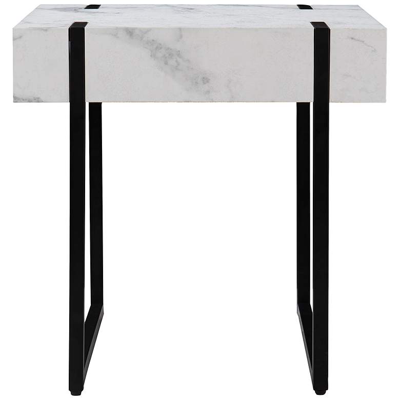 Image 5 Rangley 19 3/4" Wide White Faux Marble End Table more views