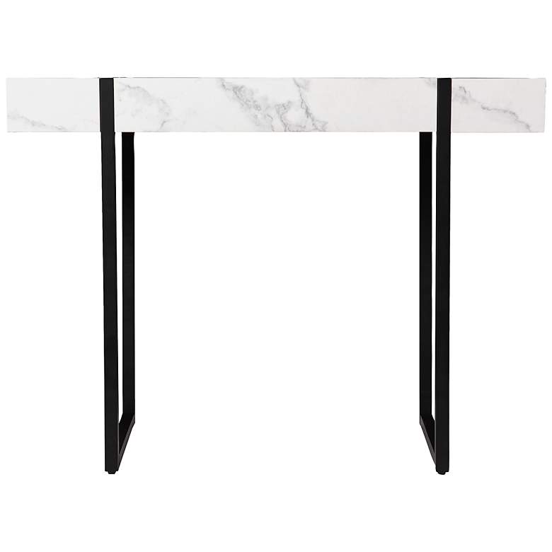 Image 5 Rangley 39 1/4" White Faux Marble Black Metal Console Table more views