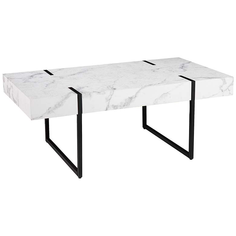 Image 1 Rangley 43 1/4" Wide White Faux Marble Cocktail Table