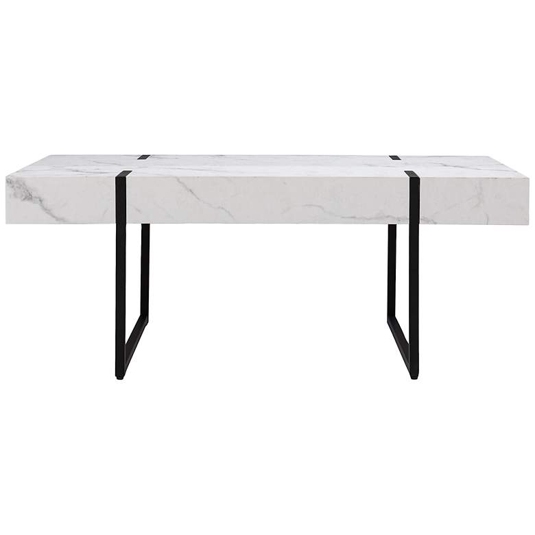 Image 4 Rangley 43 1/4 inch Wide White Faux Marble Cocktail Table more views