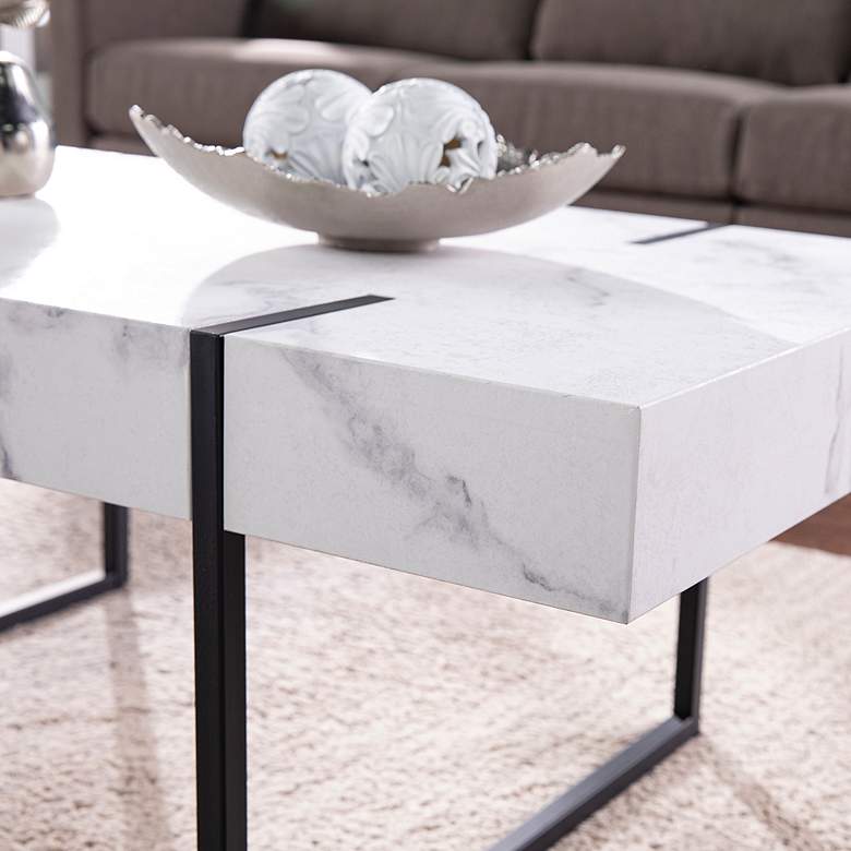 Image 5 Rangley 43 1/4" Wide White Faux Marble Cocktail Table more views