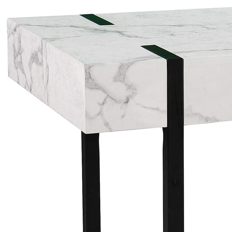 Image 3 Rangley 45 1/4" Wide White Faux Marble Writing Desk more views