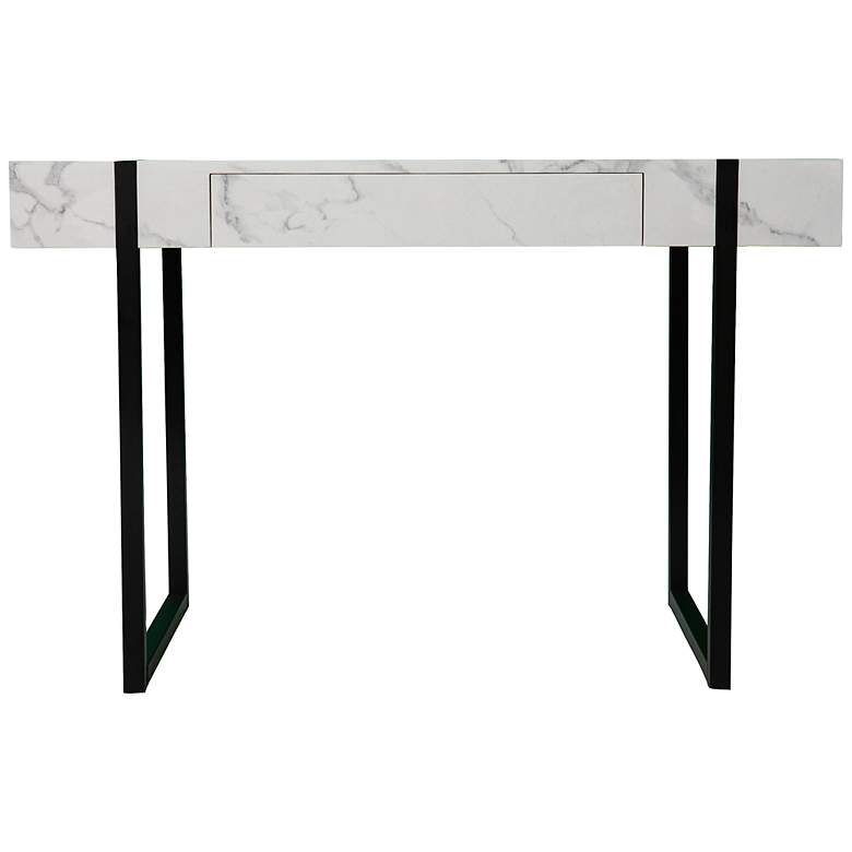 Image 5 Rangley 45 1/4" Wide White Faux Marble Writing Desk more views