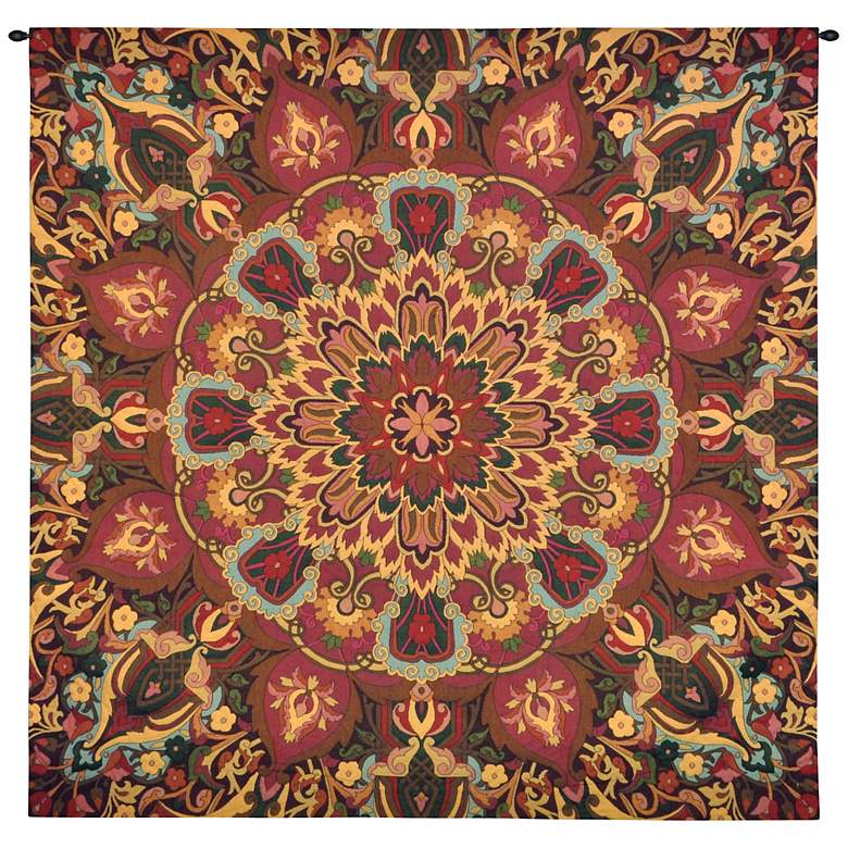 Image 1 Rangoli Caramel 53 inch Square Tapestry with Hanging Rod