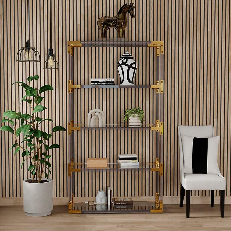 Image 2 Rani Large Acrylic and Clear Glass Bookcase more views