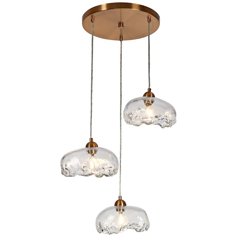 Image 1 Ranunculus 17 3/4" Wide Plating Brass Multi-Light Pendant