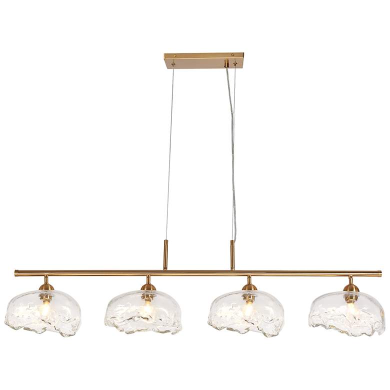 Image 1 Ranunculus 44 1/2"W Plating Brass 4-Light Island Chandelier