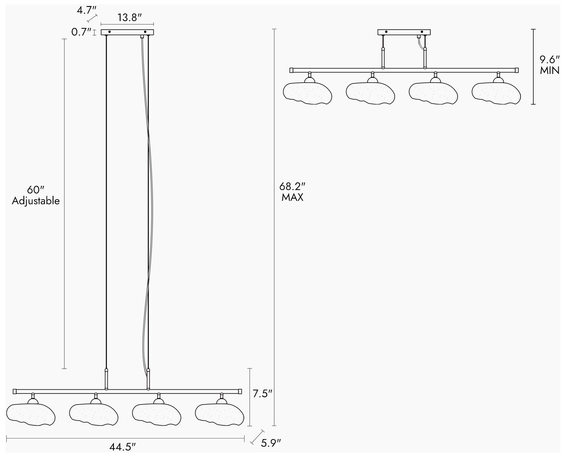 Image 2 Ranunculus 44 1/2"W Plating Brass 4-Light Island Chandelier more views