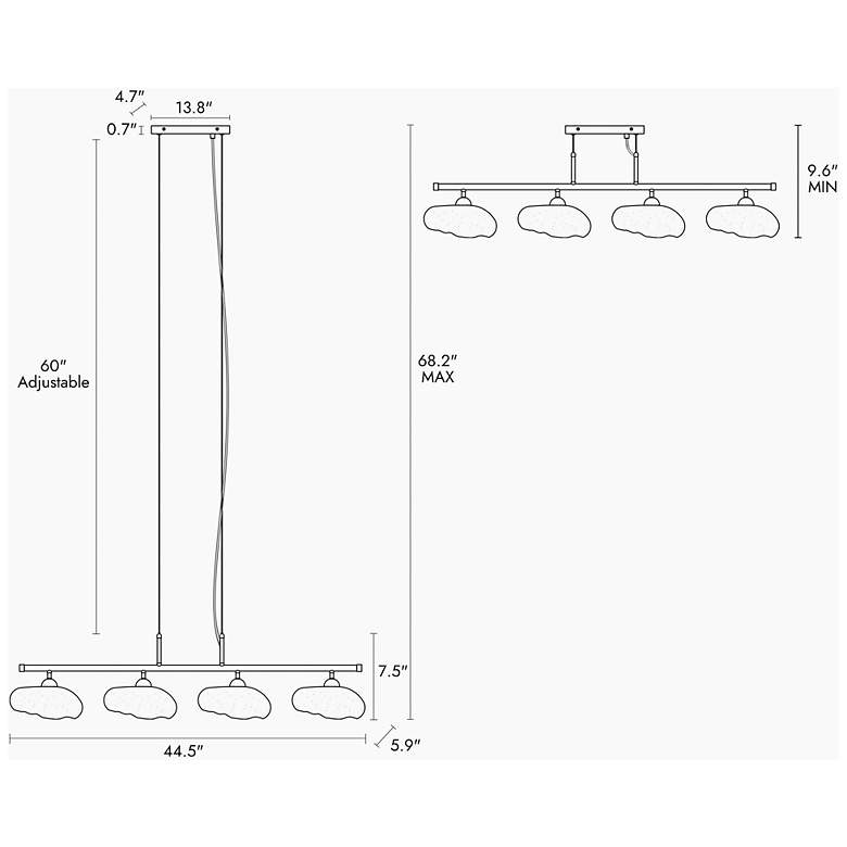 Image 2 Ranunculus 44 1/2"W Plating Brass 4-Light Island Chandelier more views