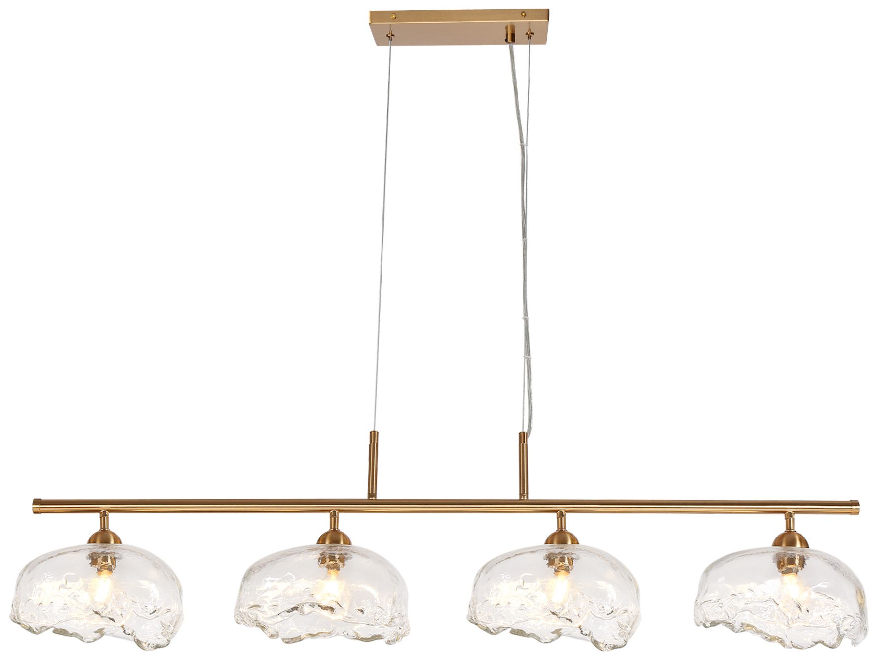 Ranunculus 44 1/2"W Plating Brass 4-Light Island Chandelier - Made to Order