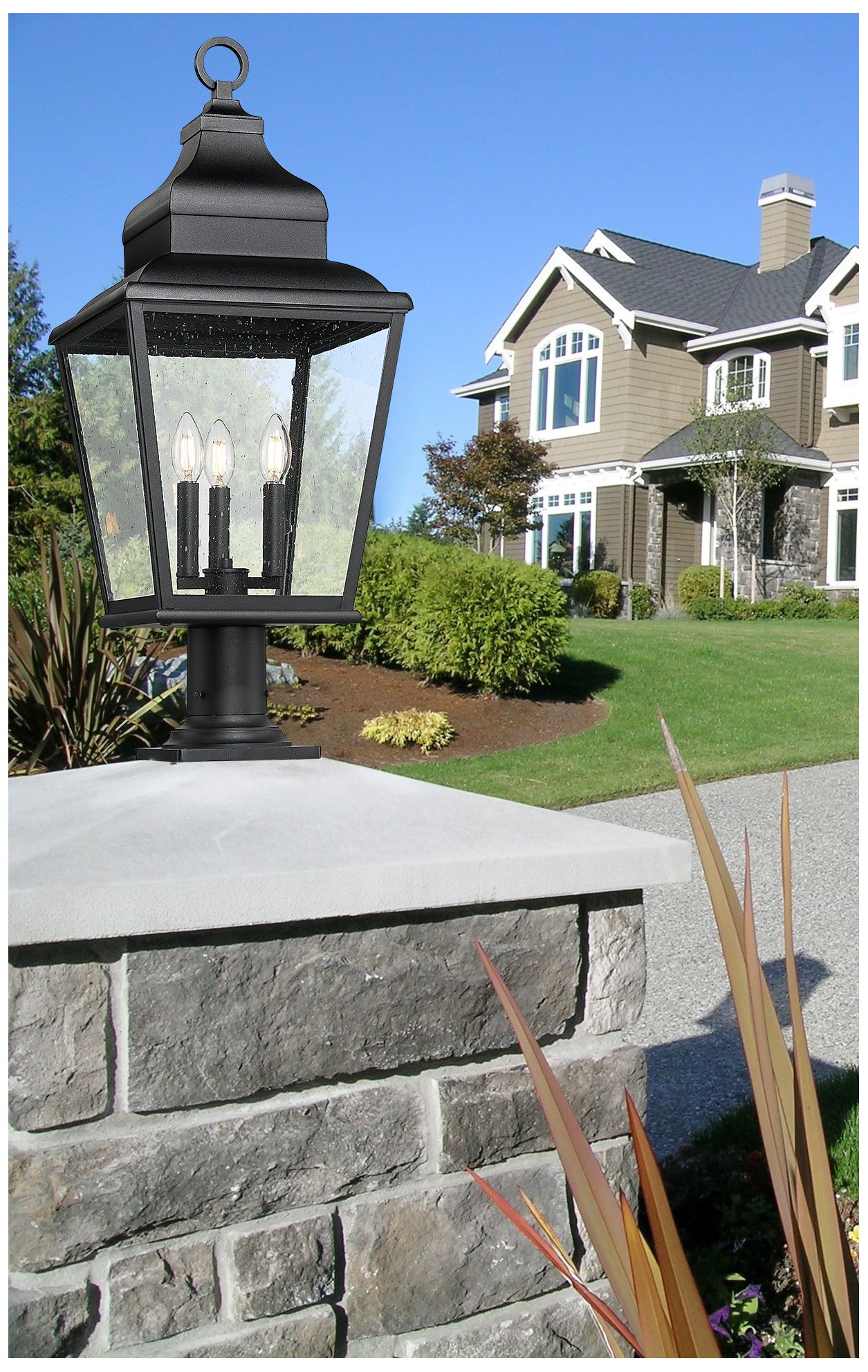 Image 2 Raphael by Z-Lite Sand Black 3 Light Outdoor Pier Mounted Fixture more views
