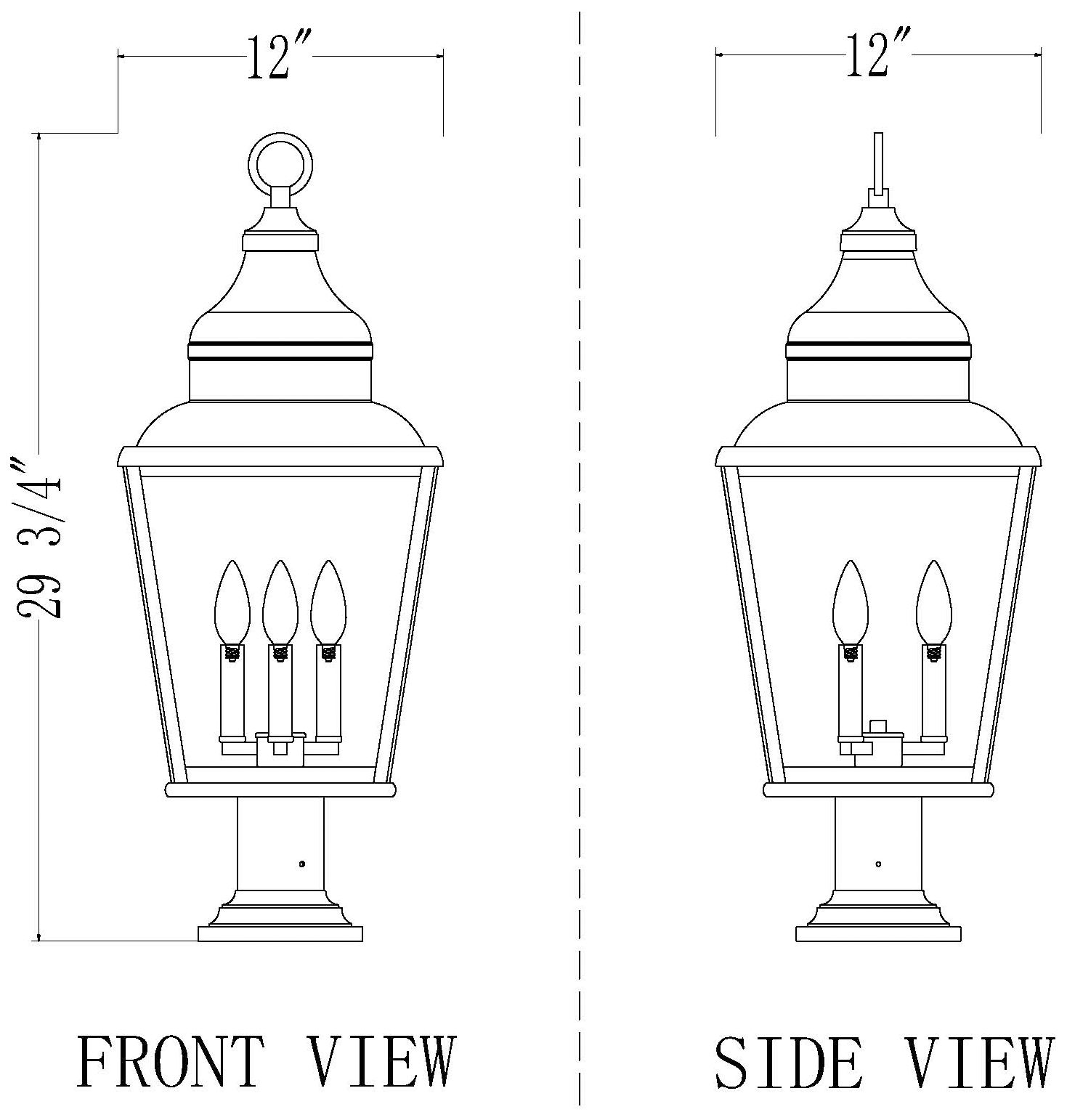 Raphael by Z-Lite Sand Black 3 Light Outdoor Pier Mounted Fixture